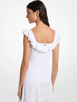 Michael Kors Ruffled Stretch Viscose Tank Top