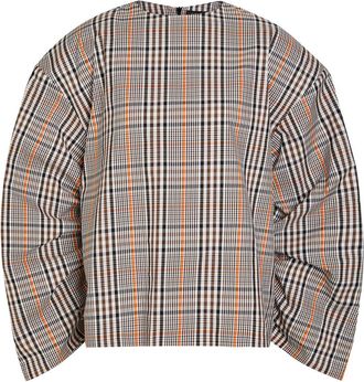 A.W.A.K.E Mode Checked Drawstring Cotton-blend top - Brown - 40 (UK12 / M)