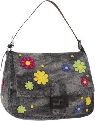 Fendi Pre-owned Vintage Schoudertas - Dames - Vintage Schoudertas - Grijs - ONE Size - Katoen - Vintage