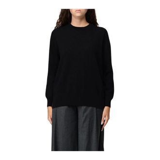 Agnona Cashmere Knitwear, female, Black, Size: S Crew Neck Sweater