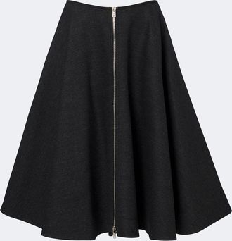 Prada Re-Nylon-trimmed virgin wool midi skirt