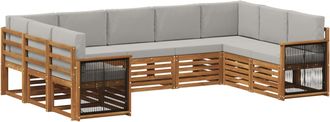 vidaXL Conjunto De Sof&aacute;s De Exterior 7 Uds. Natural Y Gris Claro Vidaxl