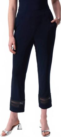 Joseph Ribkoff Lace Trim Cropped Pants In Midnight Blue