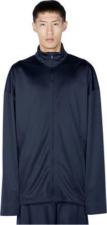 Balenciaga Sportieve Track Jacket met Ritssluiting - Heren - Zomerjassen - Blauw - L - Polyester - Jassen