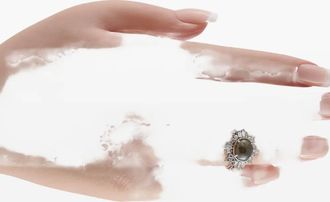 Luxury Bazaar Anello con diamanti e occhio di gatto - Argento