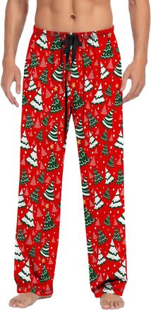 Generic Christmas Pyjama Bottoms For Men Drawstring Elasticated Waist Xmas Sleep Loungewear Pants Funny Graphic Soft Comfy Christmas Pajama Trousers Festive H