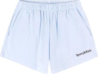 Sporty & Rich Serif Logo Geborduurde Disco Short - Dames - Bermuda - Blauw - L - Korte Broeken