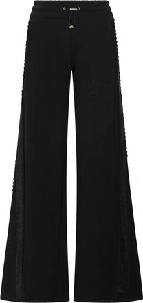 Philipp Plein Broeken, Dames, Zwart, XS, Katoen, Skater Fit Tracksuit Pants Strass Band