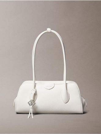 Calvin Klein Womens Emblem Logo Shoulder Bag - White