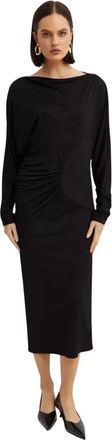 Khaite Zwarte Maxi Jurk Vleermuismouwen Boothals - Dames - Casual kleedjes - Zwart - M - Leer - Kleedjes