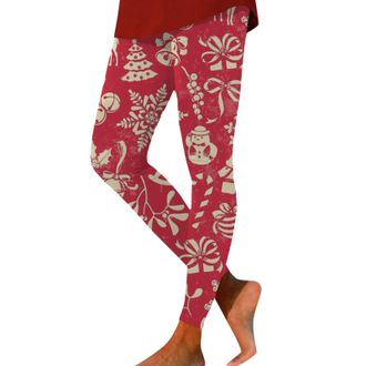Generic Christmas Leggings for Women UK Funny Xmas Tree Reindeer Wine Glass Snowflake Printed Trendy Holiday Yoga Pants Skinny High Waist Sports Tights Ladies