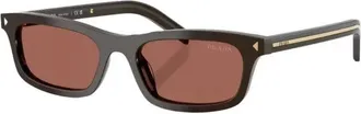 Prada PRD05S Rectangle Frame Sunglasses - Brown
