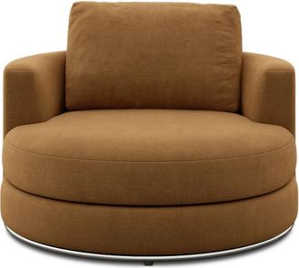 Castlery Hamilton Swivel Armchair 39.4 Customized, (Performance Fleece) Caramel, Spill Resistant, 360-&deg; Swivel for Men