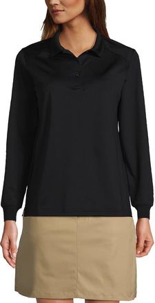 Lands End School Uniform Long Sleeve Rapid Dry Polo Shirt in Black at Nordstrom, Size X-Large