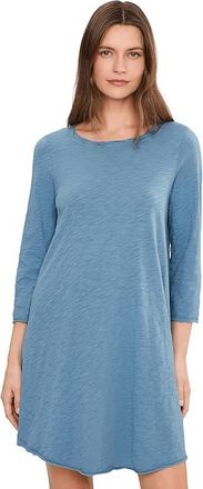 Mod-o-doc 3/4 Sleeve Twisted Crew Neck Dress Womens Dress Misty Blue : LG (US 12-14), Cotton
