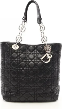 Dior Black Leather Handbag Tote Bag (Pre-Owned)