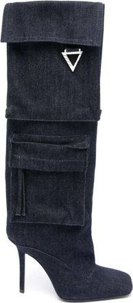 The Attico Sienna Tube Laarzen - Dames - Laarzen met Hak - Blauw - 39 EU - Katoen - Schoenen