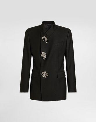 Dolce & Gabbana Double-breasted Jacket Inwool Gabardine - Man Suits And Blazers Black Wool 60