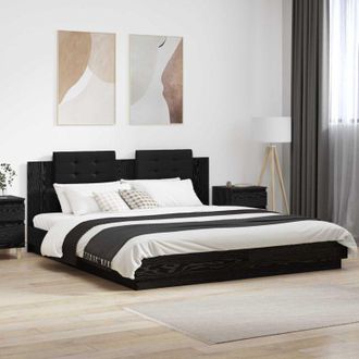 vidaXL vidaXL Struttura letto con testata Rovere Nero 180 x 200 cm