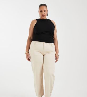 Only ONLY Curve - Jeans bombati &eacute;cru-Bianco