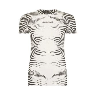 Roberto Cavalli Zebra Print T-Shirt - female - Roberto Cavalli - T-Shirts - White - S - Tops