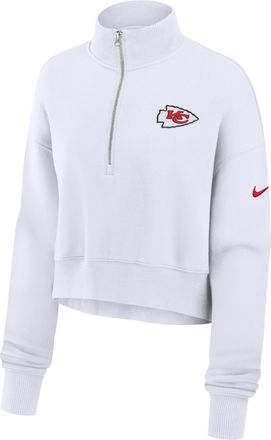 Nike Kansas City Chiefs Primetime Phoenix Nike Womens NFL Oversized Cropped 1/4-Zip Crew in White | 01N910A7G-LCD