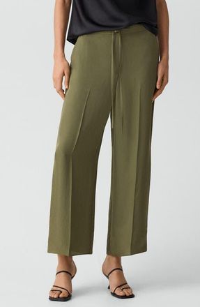 Theory Wide Leg Crop Pants in Forest Moss at Nordstrom, Size 4