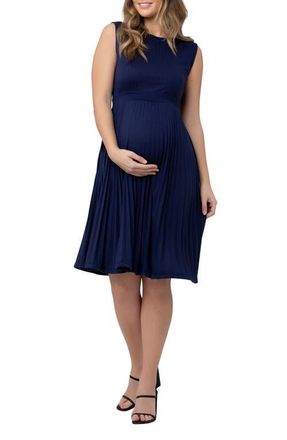 Ripe Knife Pleat Dress - Round Neck in Blueprint at Nordstrom, Size X-Small