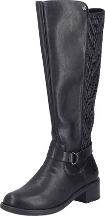 Rieker Stiefel RIEKER, Damen, Gr. 36, Normalschaft, schwarz, Elastischer Einsatz, Lederimitat, unifarben, Schuhe Stiefel, Langschaftstiefel, Stretchstiefel m