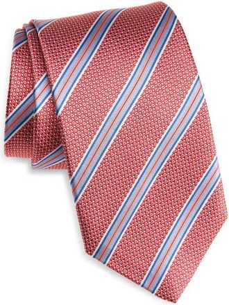 David Donahue Stripe Silk Jacquard Tie in Coral at Nordstrom