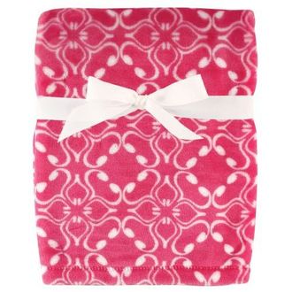 Hudson Baby Silky Plush and Coral Fleece Blanket in Blossom at Nordstrom