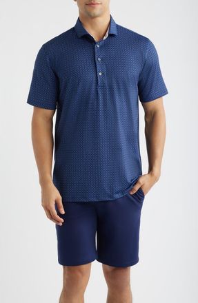 Greyson Ghost Thistle Geo Print Performance Golf Polo in Maltese Blue at Nordstrom, Size Xx-Large
