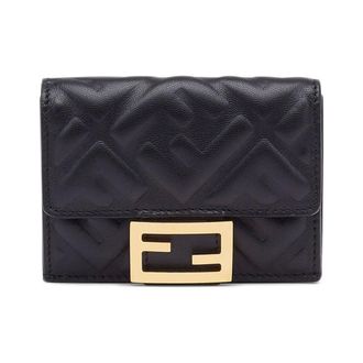 Fendi Wallets & Cardholders, female, Black, Size: ONE SIZE Nappa Leather Micro Tri-Fold Wallet