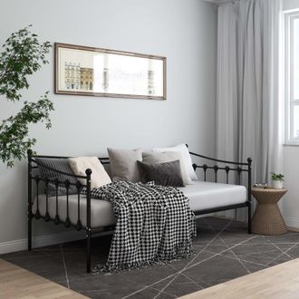 vidaXL Estructura De Sof&aacute; Cama Sin Colch&oacute;n Metal Negro 90x200 Cm Vidaxl
