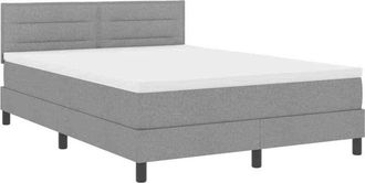 vidaXL Cama Box Spring Con Colch&oacute;n Gris Claro 140 X 200 Cm Tela Vidaxl