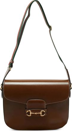 Gucci Borsa a spalla in pelle con morsetto - Marrone