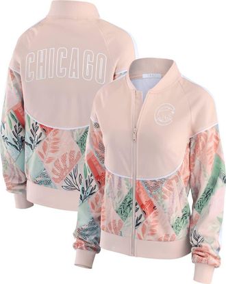WEAR by Erin Andrews Womens WEAR by Erin Andrews Sand Chicago Cubs Raglan Full-Zip Track Jacket at Nordstrom, Size X-Small