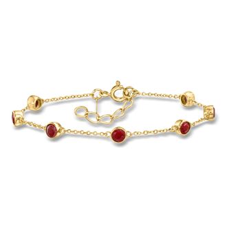 Ross-Simons Bezel-Set Ruby Station Bracelet in 18kt Gold Over Sterling