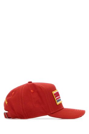 Dsquared2 Mens Red Cotton Baseball Cap 5096 Exterior: Cappelli Hat