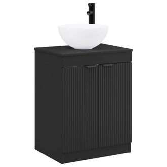 vidaXL Juego De Muebles De Ba&ntilde;o Negro Madera De Ingenier&iacute;a Vidaxl