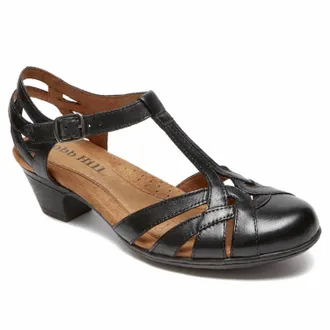Rockport Womens Aubrey Leather Heeled Sandals In Black