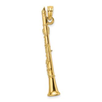 Diamond2Deal 14k Yellow Gold 3-D Clarinet Charm