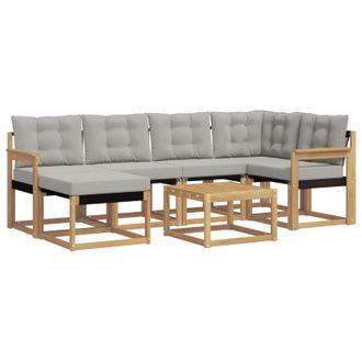 vidaXL Conjunto De Sof&aacute;s De Exterior 7 Pcs Blanco Y Gris Claro Vidaxl