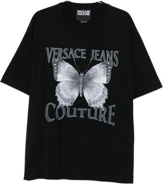 Versace Jeans Couture T-shirt met ronde hals en print - Heren - T-shirts - Zwart - S - Katoen - Tops