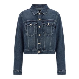 7 For All Mankind Darted Shrunken Denim Jacket - female - 7 For All Mankind - Denim Jackets - Blue - XS - Jackets