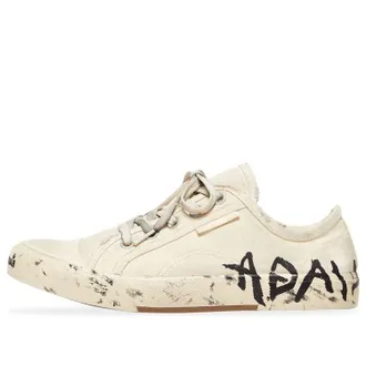 Balenciaga (WMNS) Balenciaga Paris Low Top Sneakers White Destroyed Cotton and White Rubber with Graffiti 688757W3RR59010