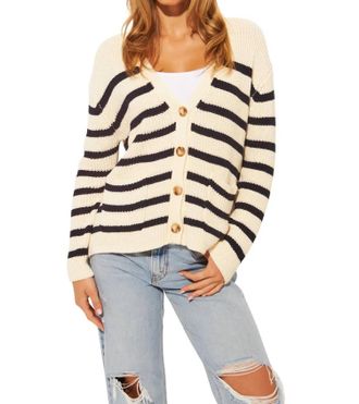 John & Jenn Zayn Stripe Cardigan In Marine