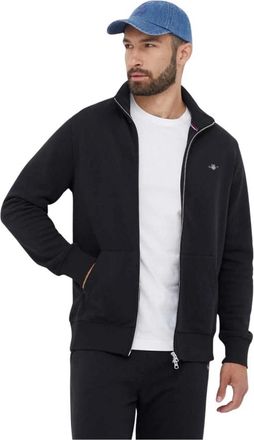 GANT Shield Zip Sweatshirt - Heren - Vesten met rits - Zwart - M - Katoen - Hoodies & sweatvesten