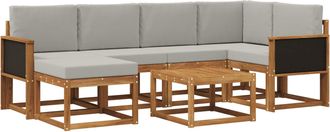 vidaXL Conjunto De Sof&aacute;s De Exterior 7 Uds. Natural Y Gris Claro Vidaxl