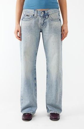 BDG Kayla Studded Low Rise Wide Leg Jeans in Light Vintage at Nordstrom Rack, Size 25